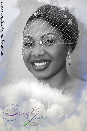 A bride's portrait dressed up or her day