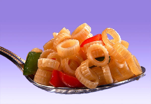 A product shot of a spoon full of pasta food shot by C&G Photographers