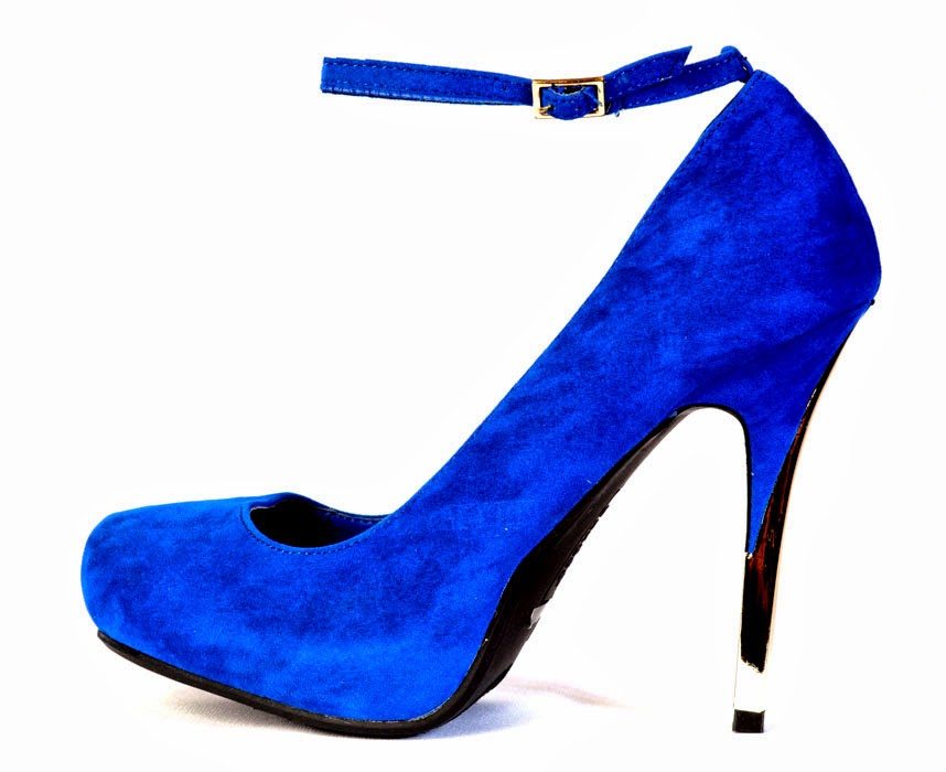 Blue high heel shoe isolated on white background e-commerce product photography Lagos Nigeria online store