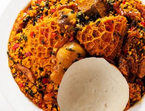 Nigerian food product advertising photography of pounded yam and egusi soup in Lagos Nigeria