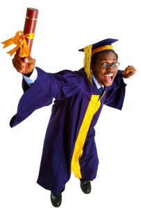 School graduation advertising portrait photography of a student celebrating with certificate in Lagos Nigeria