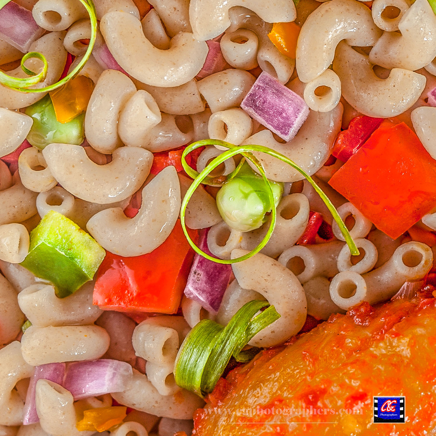 Pasta salad with colorful vegetables in food photography in Lagos Nigeria