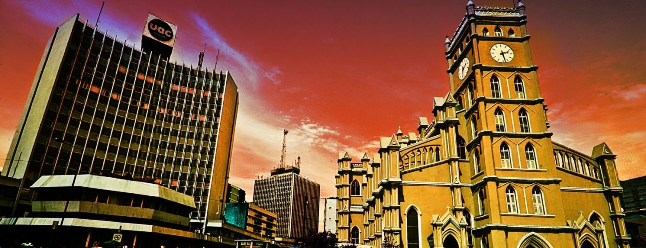 Lagos cathedral church and UAC building cityscape architecture Nigeria